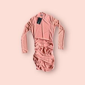 Fashion Nova Pink Ruched Mini Dress